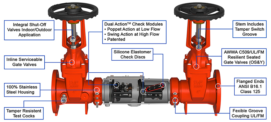 Deringer 20G Double Check Backflow Preventer with Gate Valves