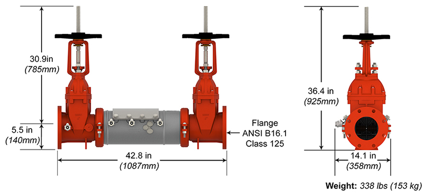 Deringer 20GX Double Check Backflow Preventer with OS&Y Gate Valves